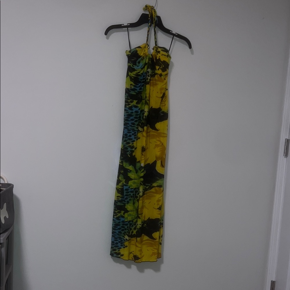 Floral Yellow and Blue Maxi Dress